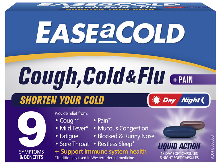 EASEaCOLD Cough, Cold & Flu Day/Night 24 Soft Capsules