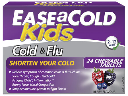 EASEaCOLD Kids Cold & Flu Chewable Berry Tablets 24 Chewable Tablets