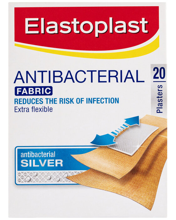 Elastoplast Antibacterial Fabric Silver Plasters 20 Pack