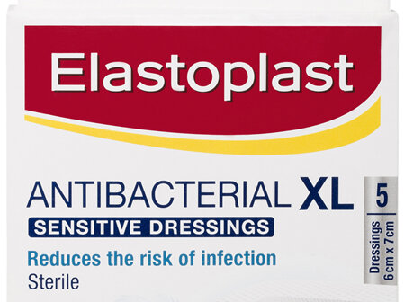 Elastoplast Antibacterial XL Sensitive Dressings 5 Pack