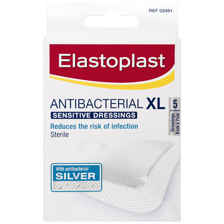 Elastoplast Antibacterial XL Sensitive Dressings 5 Pack