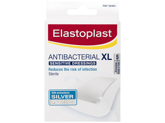 Elastoplast Antibacterial XL Sensitive Dressings 5 Pack