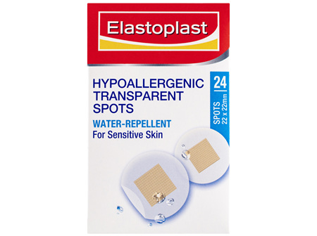 Elastoplast Hypoallergenic Transparent Spots Water-Repellent 24 Pack