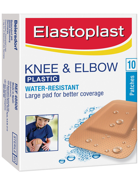 Elastoplast Knee & Elbow Plastic Water-Resistant Patches 10 Pack