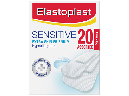 Elastoplast Sensitive Extra Skin Friendly Hypoallergenic Plasters Assorted 20 Strips