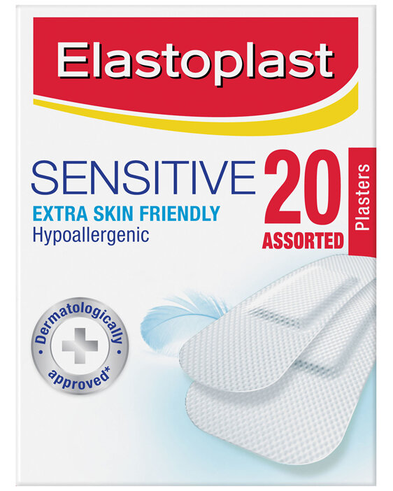 Elastoplast Sensitive Extra Skin Friendly Hypoallergenic Plasters Assorted 20 Strips