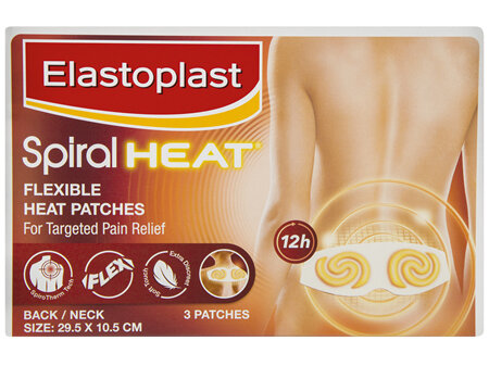Elastoplast Spiral Heat Flexible Heat Patches Back/Neck 3 Pack