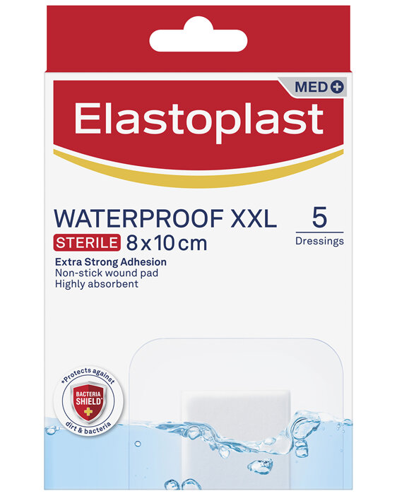 Elastoplast Waterproof XXL Dressings 8x10cm 5pk