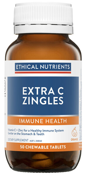 Ethical Nutrients IMMUZORB Extra C Zingles Orange 50 Chewable Tablets