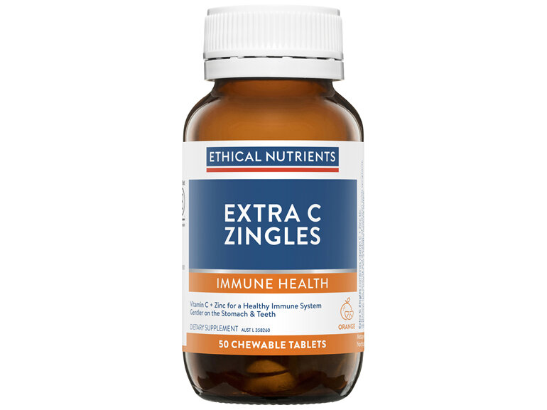 Ethical Nutrients IMMUZORB Extra C Zingles Orange 50 Chewable Tablets