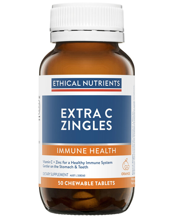 Ethical Nutrients IMMUZORB Extra C Zingles Orange 50 Chewable Tablets