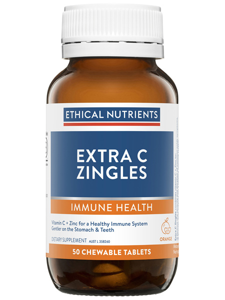 Ethical Nutrients IMMUZORB Extra C Zingles Orange 50 Chewable Tablets