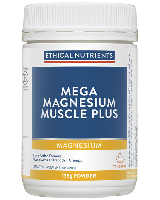 Ethical Nutrients Mega Magnesium Muscle Plus Powder Tangerine 135g Powder