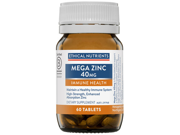 Ethical Nutrients Mega Zinc 40MG 60 Tablets