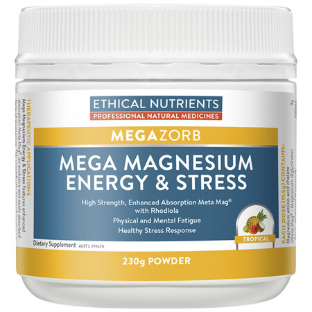 Ethical Nutrients MEGAZORB Mega Magnesium Energy & Stress Tropical 230g Powder