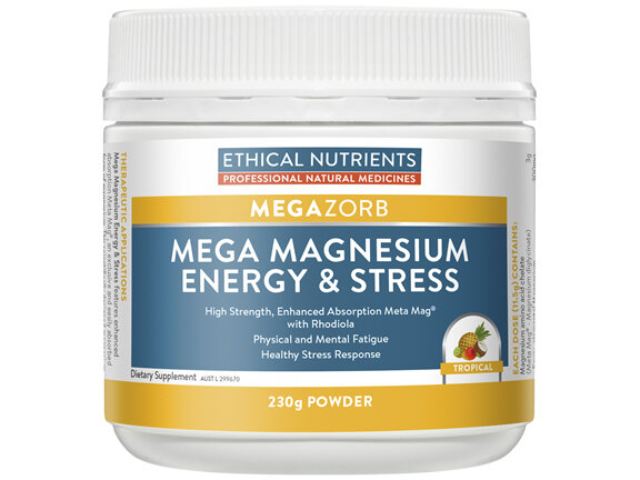 Ethical Nutrients MEGAZORB Mega Magnesium Energy & Stress Tropical 230g Powder