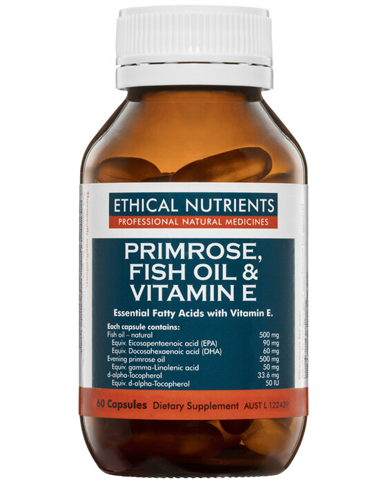 Ethical Nutrients Primrose, Fish Oil & Vitamin E 60 Capsules