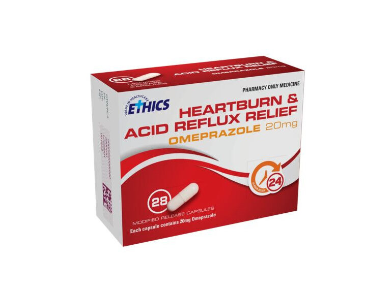 Ethics Heartburn & Acid Reflux Relief Omeprazole 20mg Capsules 28s