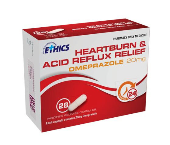 Ethics Heartburn & Acid Reflux Relief Omeprazole 20mg Capsules 28s