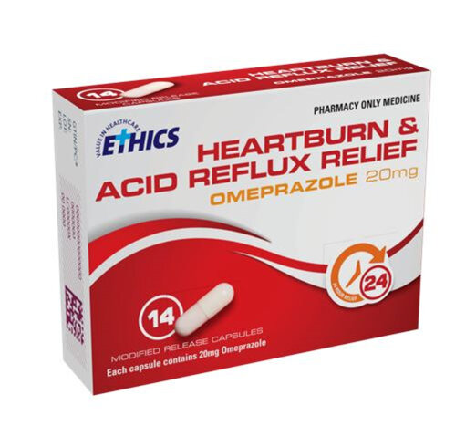 Ethics Heartburn & Acid Reflux Relief Omeprazole 20mg Capsules 14s