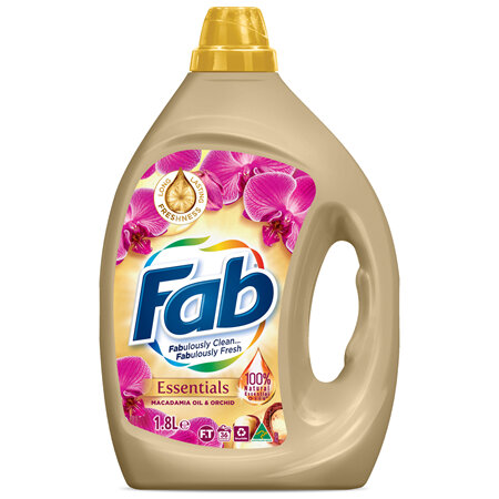 Fab Essentials Macadamia Oil & Orchid, Liquid Laundry Washing Detergent, 1.8 Litres