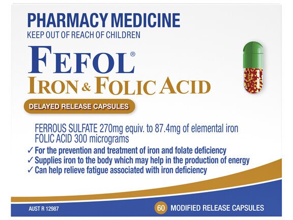 FEFOL IRON & FOLIC ACID CAPSULES 60s