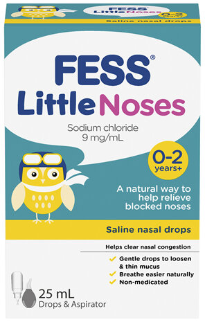 FESS Little Noses Saline Nasal Drops + Aspirator 25mL