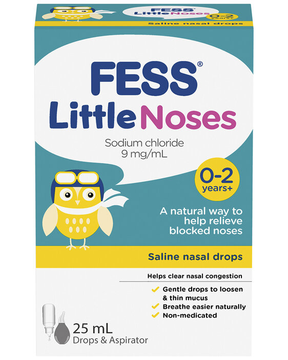 FESS Little Noses Saline Nasal Drops + Aspirator 25mL