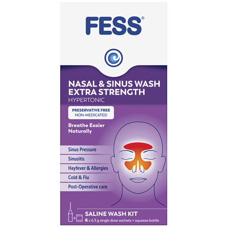 FESS Nasal & Sinus Wash  Extra Strength Saline Wash Kit 6x6.3g