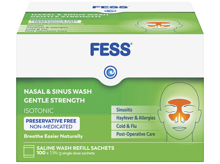 FESS Nasal & Sinus Wash Gentle Strength Refill Sachets 100 x 1.94g