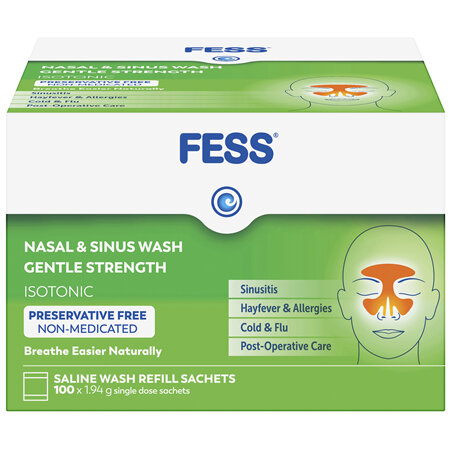 FESS Nasal & Sinus Wash Gentle Strength Refill Sachets 100 x 1.94g