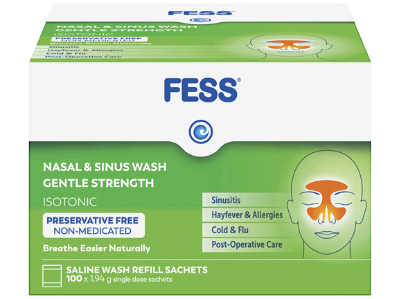 FESS Nasal & Sinus Wash Gentle Strength Refill Sachets 100 x 1.94g