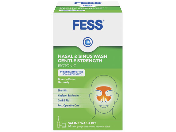 FESS Nasal & Sinus Wash Gentle Strength Saline Wash Kit 60 Pack