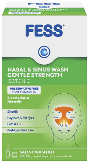 FESS Nasal & Sinus Wash Gentle Strength Saline Wash Kit 60 Pack