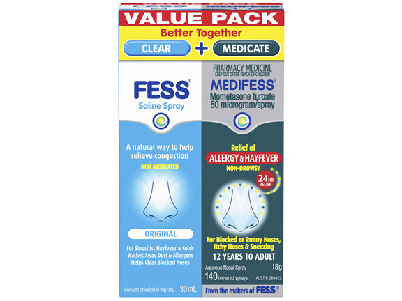 FESS Saline Spray and MEDIFESS Aqueous Nasal Spray Value Pack 2 Pack