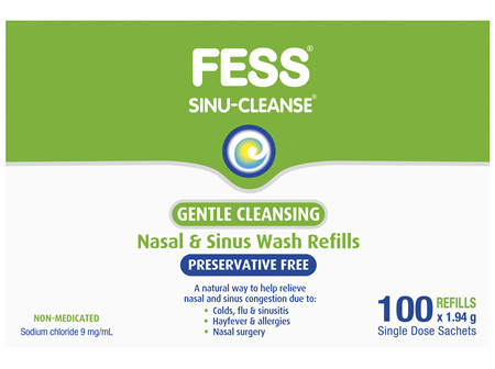 FESS Sinu-Cleanse Gentle Cleansing Wash Kit Refills 100 x 1.94g