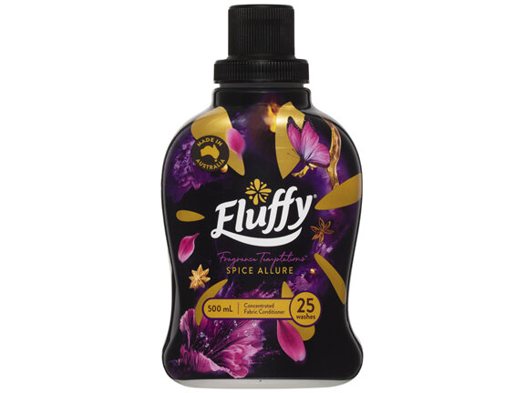 Fluffy Concentrate Liquid Fabric Softener Conditioner, 500mL, 25 Washes, Spice Allure, Fragrance