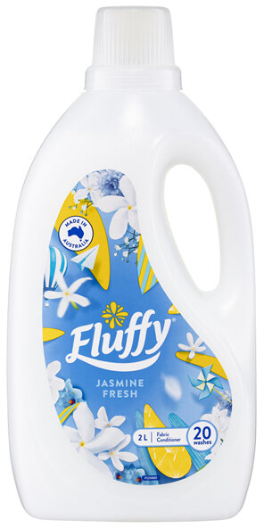Fluffy Regular Liquid Fabric Softener Conditioner, 2L, Jasmine Fresh, Long Lasting Freshness