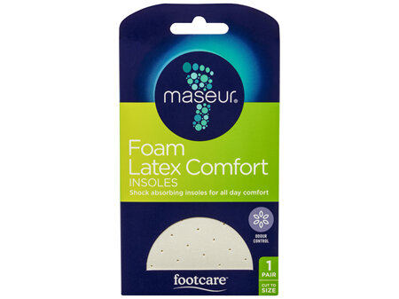 Footcare Foam Latex Comfort Insoles, 1 pair