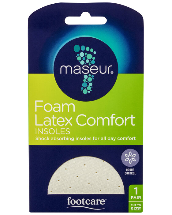 Footcare Foam Latex Comfort Insoles, 1 pair