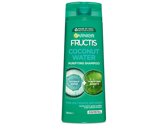 Garnier Fructis Coconut Water Shampoo 315ml for Oily Roots, Dry Ends