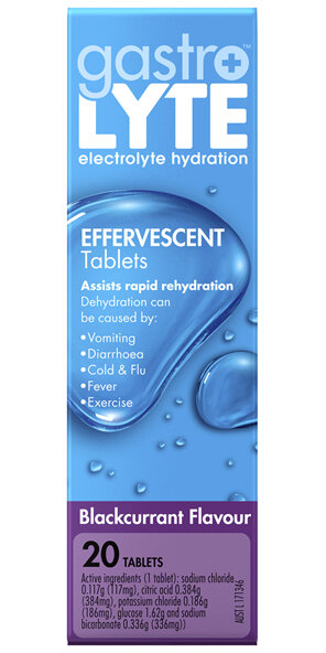 Gastrolyte Electrolyte Hydration Effervescent Tablets Blackcurrant