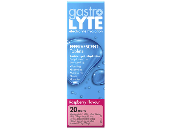 Gastrolyte Electrolyte Hydration Effervescent Tablets Raspberry