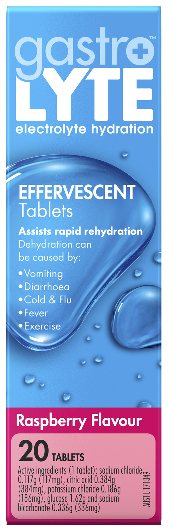 Gastrolyte Electrolyte Hydration Effervescent Tablets Raspberry