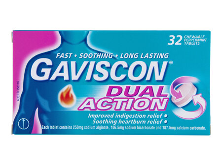 Gaviscon Dual Action 32 Peppermint Chewable Tablets