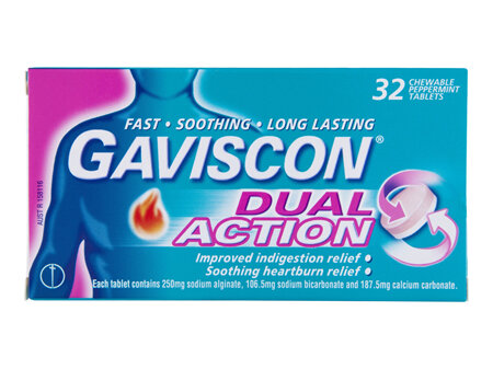 Gaviscon Dual Action 32 Peppermint Chewable Tablets