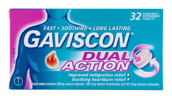Gaviscon Dual Action 32 Peppermint Chewable Tablets