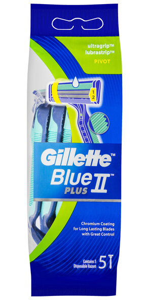 Gillette Blue II UltraGrip Pivot Disposable Shaving Razor 5 Pack