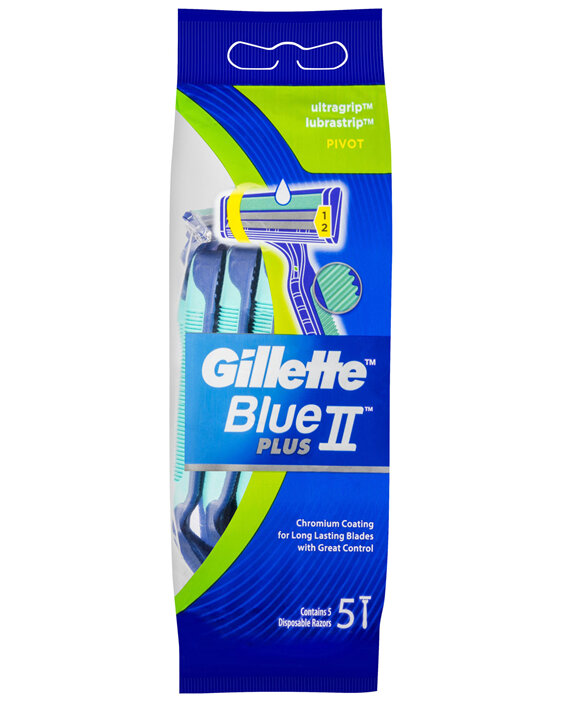 Gillette Blue II UltraGrip Pivot Disposable Shaving Razor 5 Pack