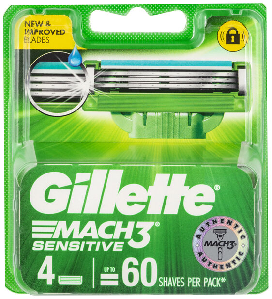Gillette Mach3 Sensitive razor blade refills, 4 count